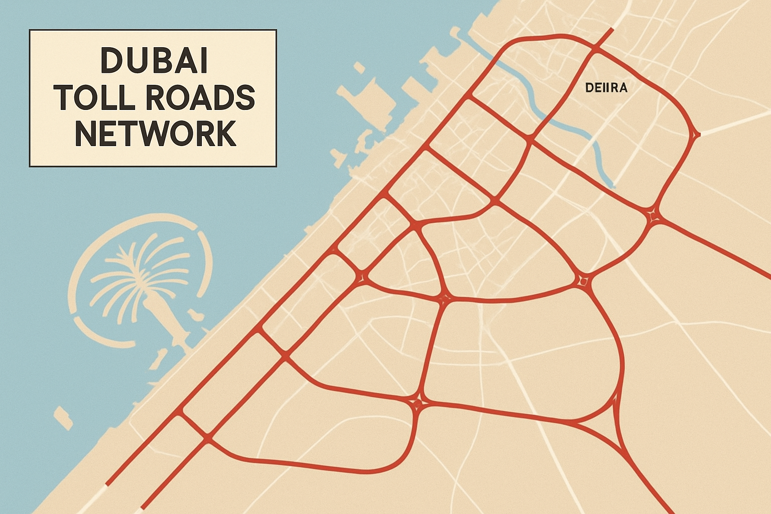 Map of Dubai Toll Roads Network